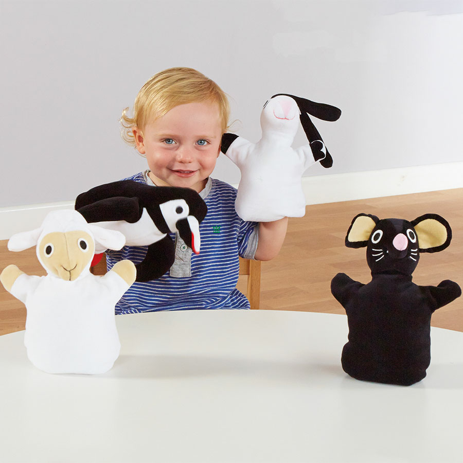 Quartanimals - schwarz-weiß Handpuppen-Set